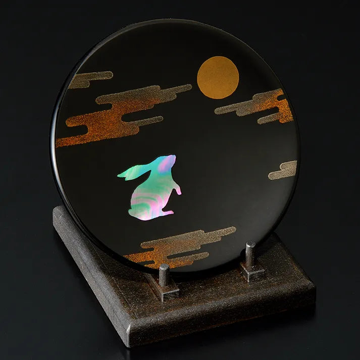 Wajimanuri decorative plate moon viewing
