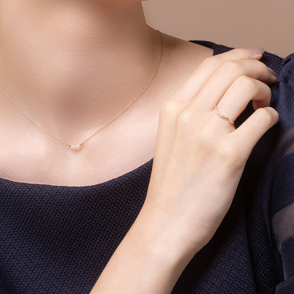 Est LiLas K10YG Pearl 3pc Necklace