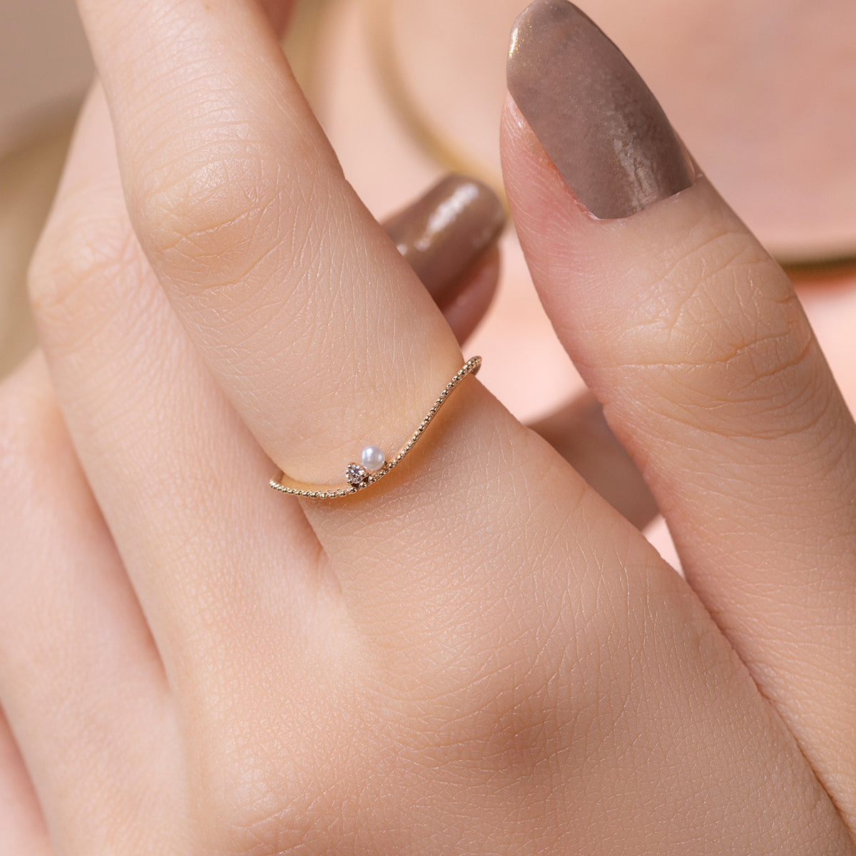 Est LiLas K10YG Pearl Ring