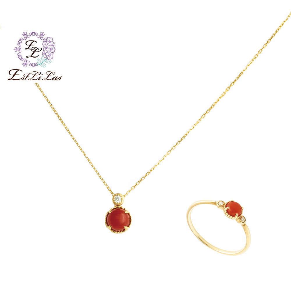 Est LiLas K18YG Coral Necklace