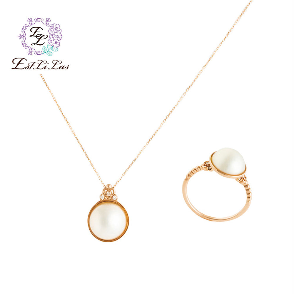 Est LiLas K18YG Pearl Necklace Ring Set – Est LiLas