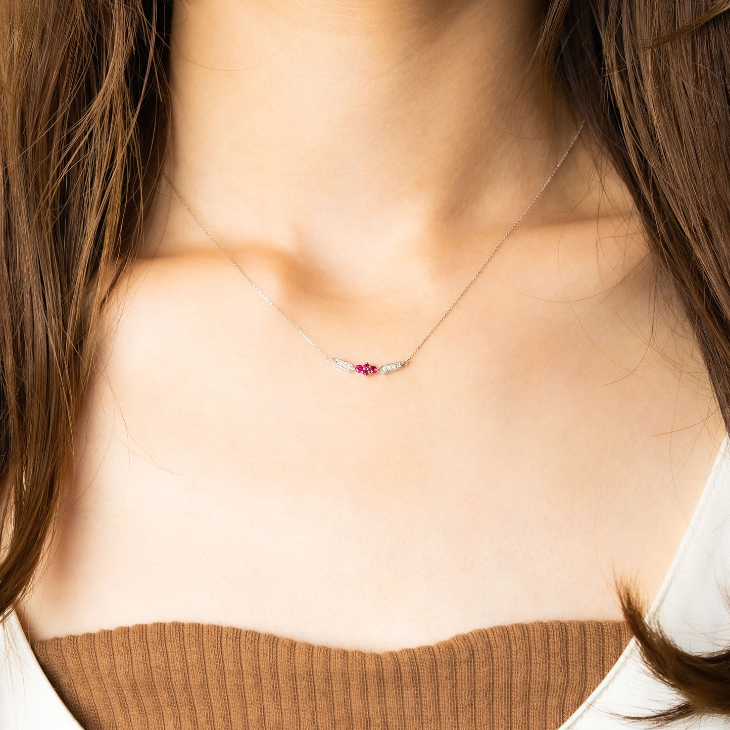 Est LiLas Pt950 Ruby Necklace Ring Set