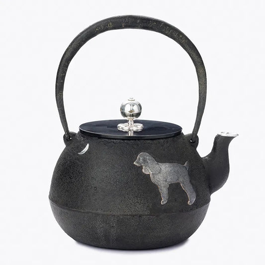 Made-to-order iron kettle with silver inlay (mouth, iron kettle body) with silver knob